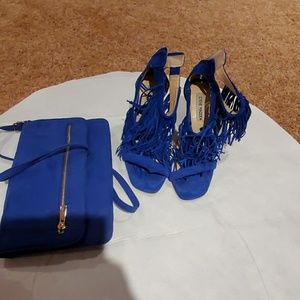 PRICE DROP Pretty blue shoes with matching clutch